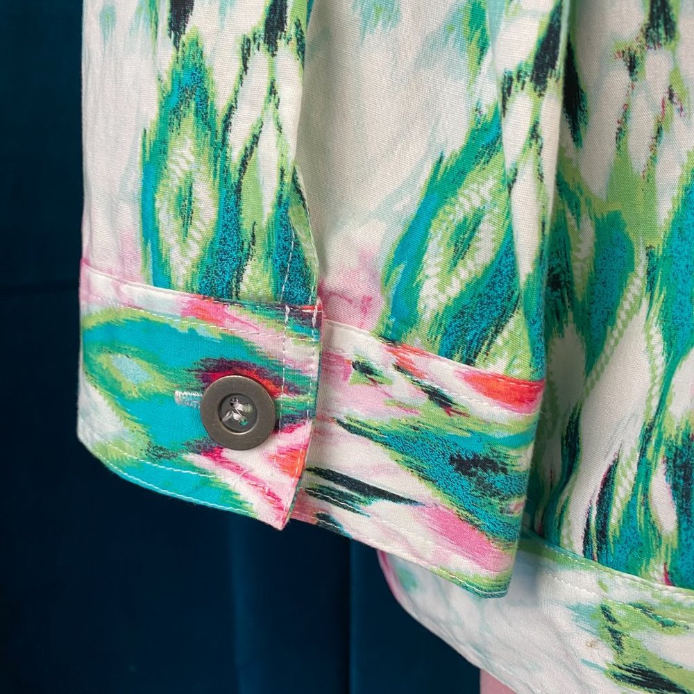 Chico's Ikat Print Zip Up Lightweight Jacket in Multi - Picture 9 of 9
